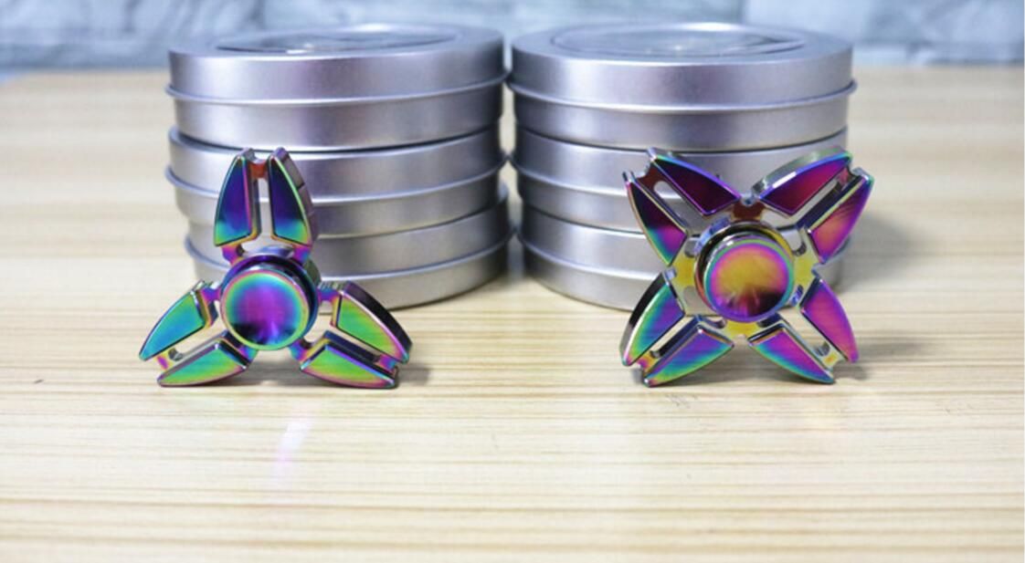 Rainbow Colorful Alloy EDC Hand Spinner Half angle Triangle Fid