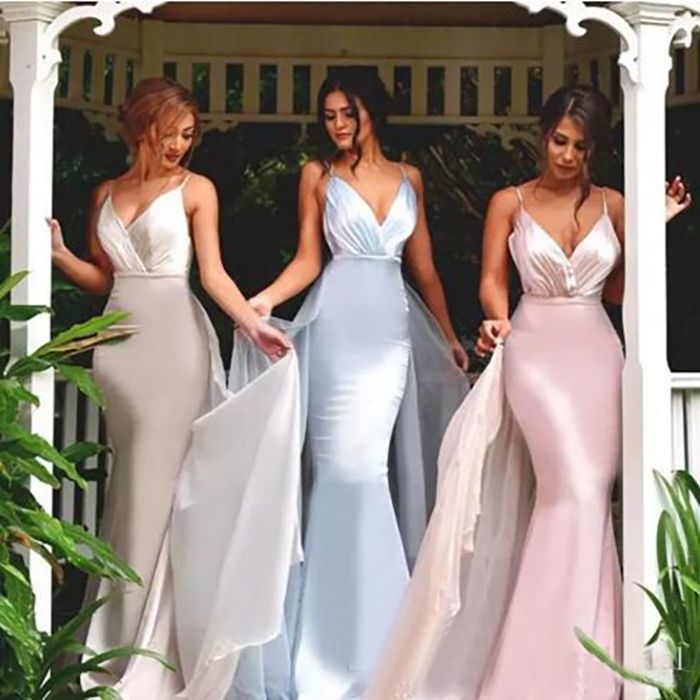 stretch satin bridesmaid dresses