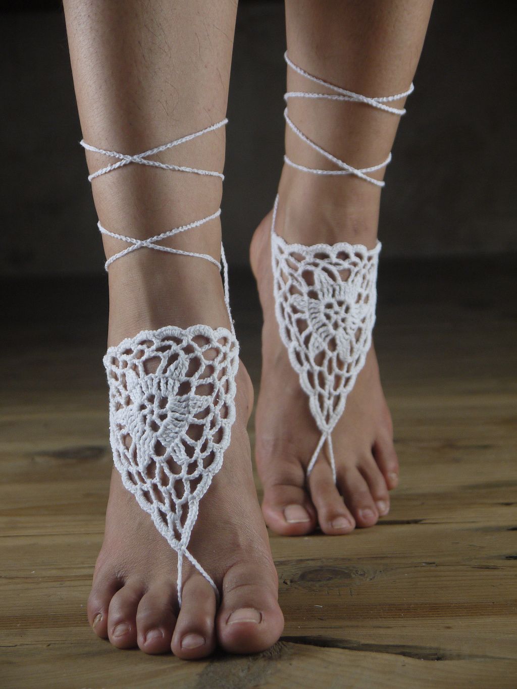 2019 Beach Wedding Crochet White Barefoot Sandal Feet Thongs Beach