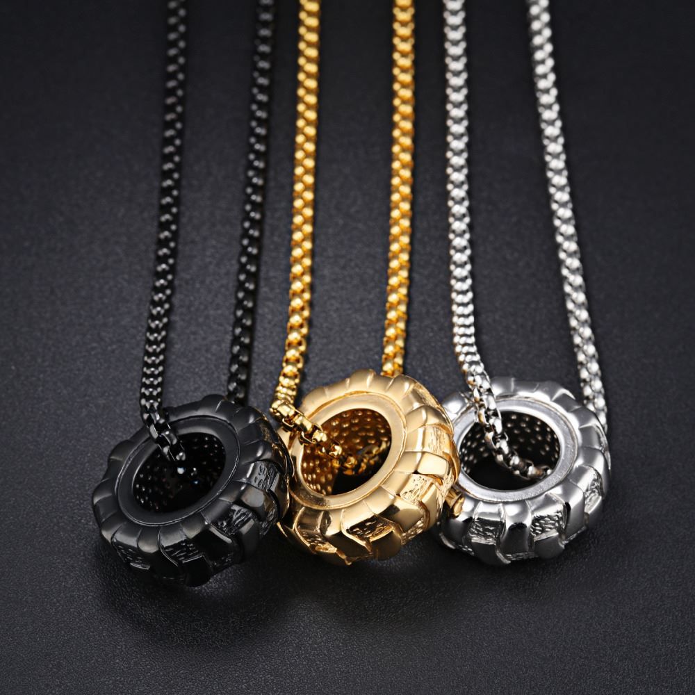 Wholesale Car Tires Pendant Necklace Men Jewelry Colar Masculino Punk