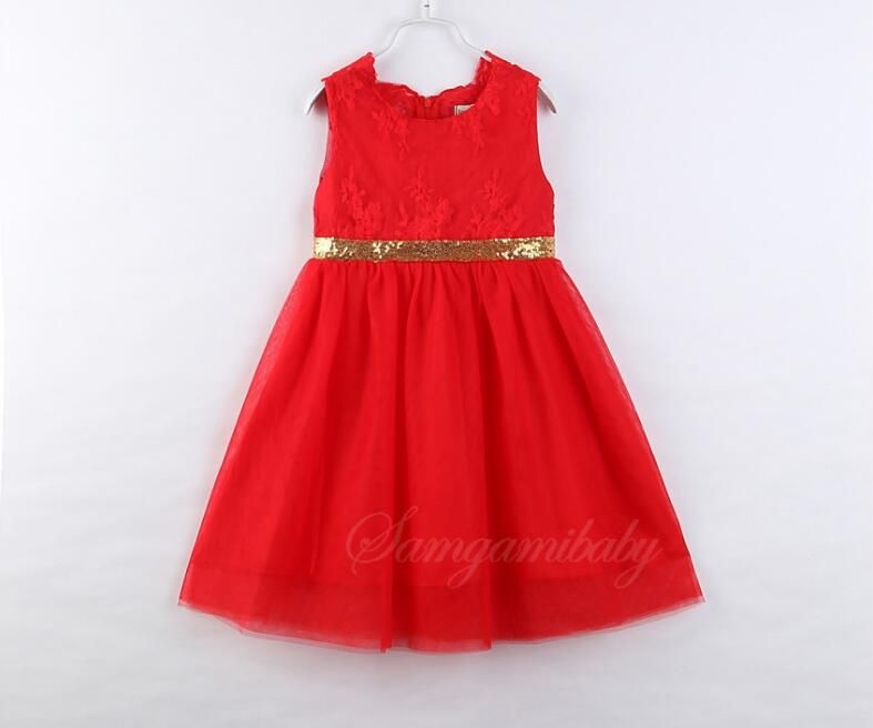 2019 Girls Dresses Baby Girls Lace Sequins Bow Belt Sundress Tulle ...