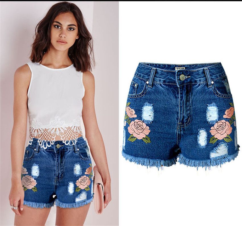 2018 trendy ripped elastic waist women jeans woman jeans