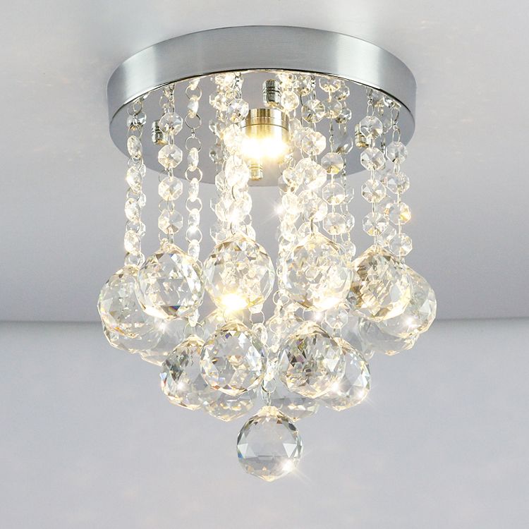 Round K9 Crystal Ceiling Light Droplights Silver Chrome Round K9 Crystal Ceiling Light Droplights Silver Chrome Pendant Chandelier Fitting Lamp Kitchen Coloured Glass