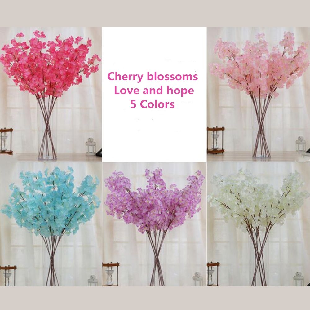 جديدة الزهور الاصطناعية محاكاة إزهار الكرز لوازم الزفاف الحرير باقة من الزهور الديكورات المنزلية 5 ألوان / لوط