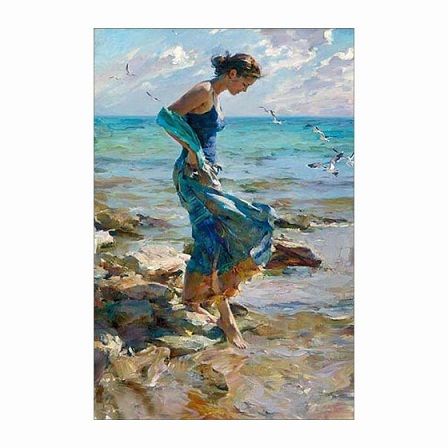 Resultado de imagen para mujer moja pie playa pintura