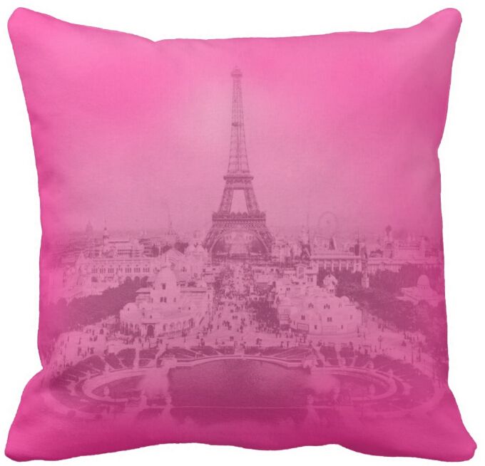 Vintage Paris Eiffel Tower Pink Exposure Unique Throw Pillow