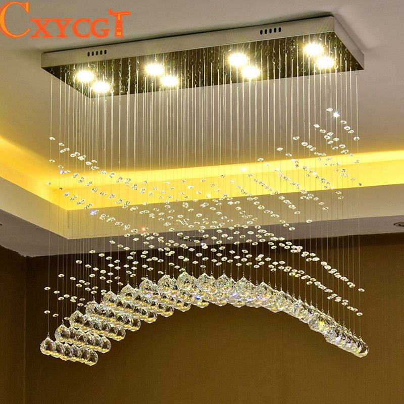 Modern Crystal Led Ceiling Light Fixture Rectangle Curtain Wave Modern Crystal Led Ceiling Light Fixture Rectangle Curtain Wave Shape Lamp For Dining Room Kitchen Foyer Pendants Pendant Fixtures From