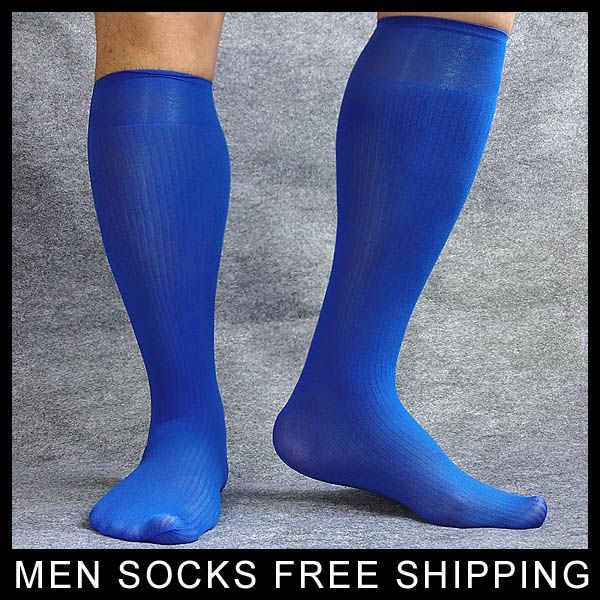 Blue Mens Formal Socks Dress Suit Socks for Leather Shoes Sexy Gay