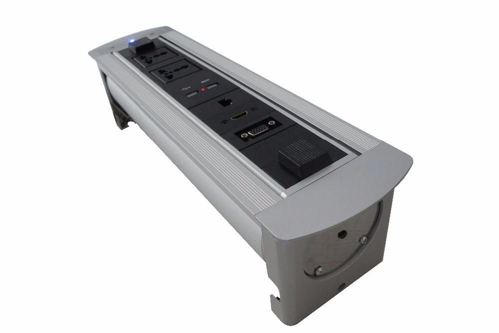 Motorized Conference Furniture Socket Av Power Plug Rotation Motorized Electric Flipping Socket Rj45lan Rj11 Hdmi 110 240v