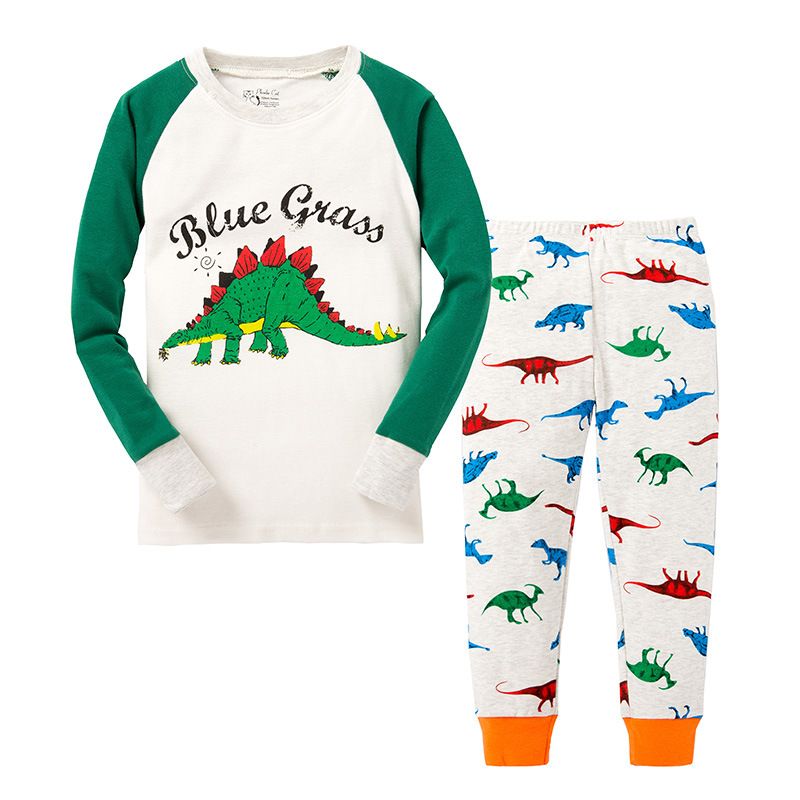 Boys Dinosaur Pajamas 100% Cotton Long Toddler Kids Clothes Sleep Pjs ...