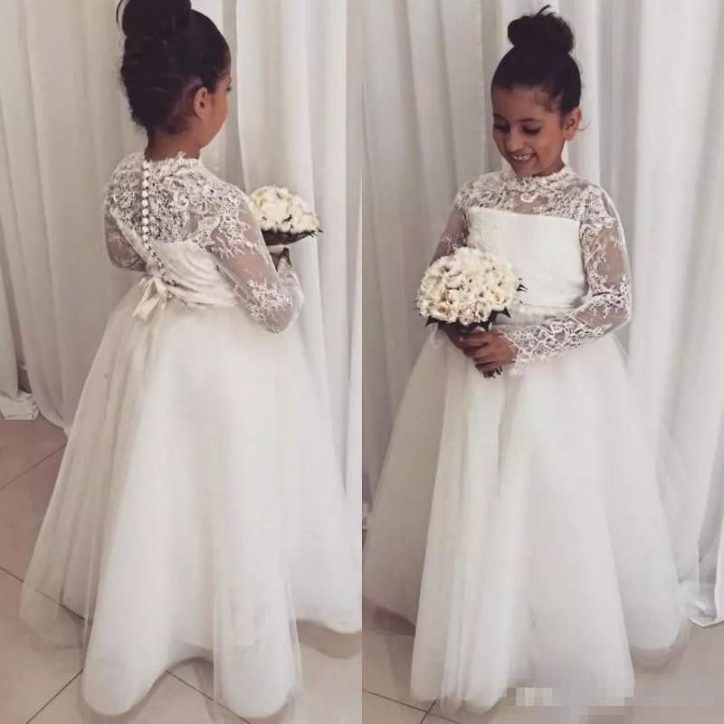 high neck flower girl dress