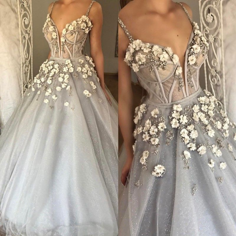 silver sparkly ball gown