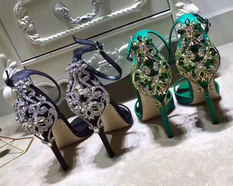 New Fashion 2017 Green/Black Silk Women Crystal Wedding