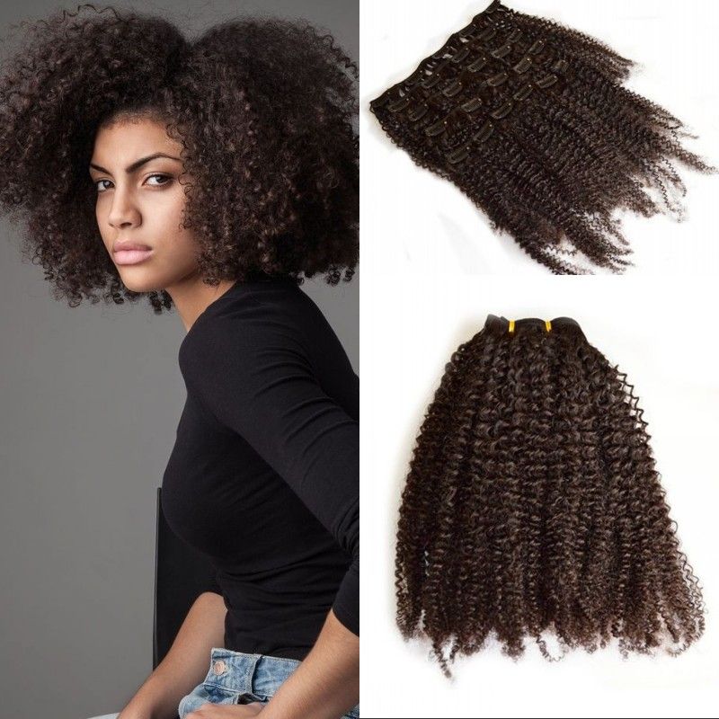 Afro Kinky Clip In Hair Extensions Brazilian Virgin Hair 4b 4c Afro