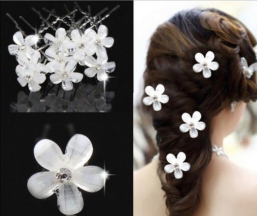 Charm Bridal Hair Accessories Silver Plated Alloy White Acrylic