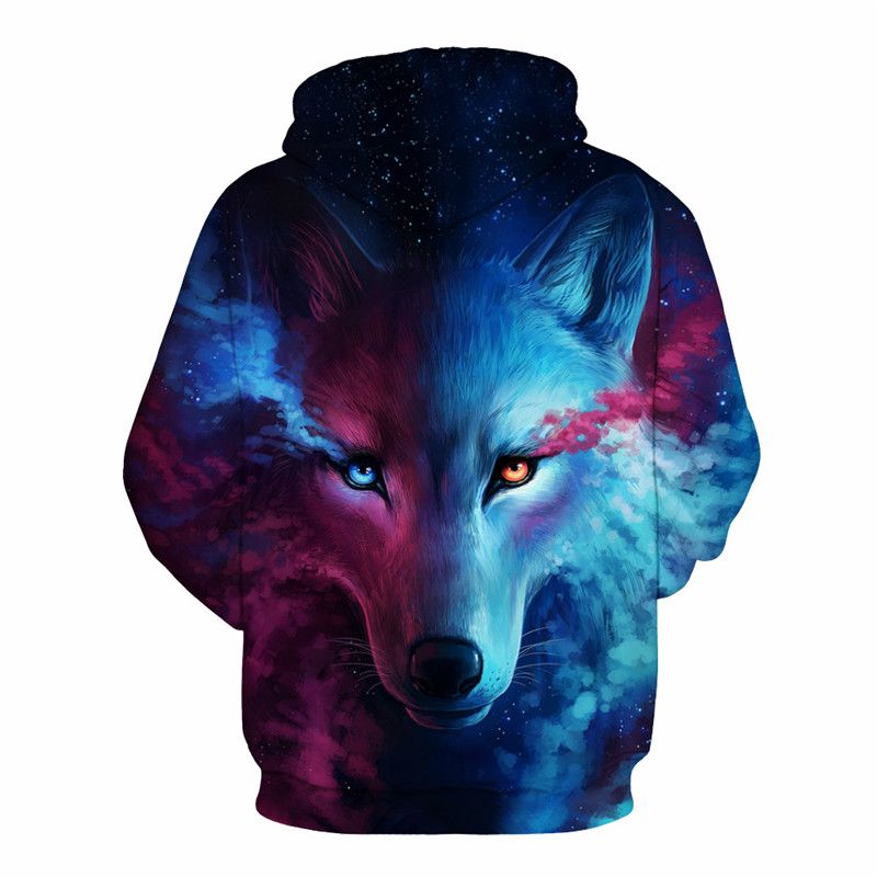 Galaxy Space Wolf 3D Print Hoodies Sweatshirt Men Women Hooded Sweats Tops Hip Hop Unisex Graphic Pullover