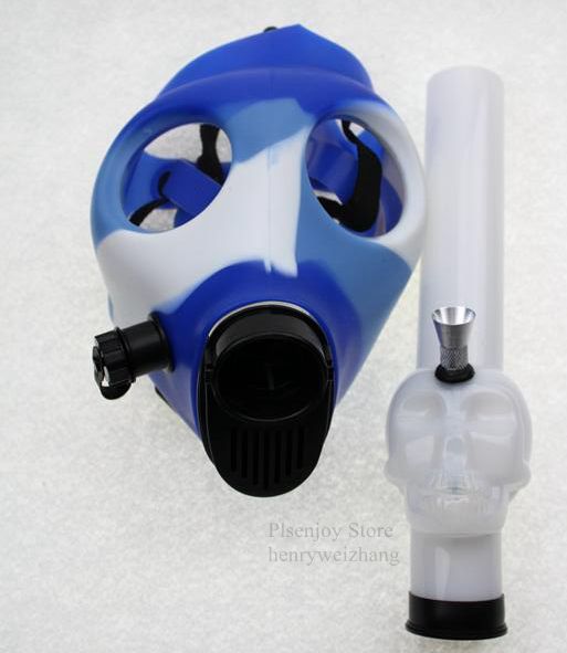 Gas Mask Bong Hookah Pipe Tobacco Bong Shisha Tube Rubber Mask Acrylic