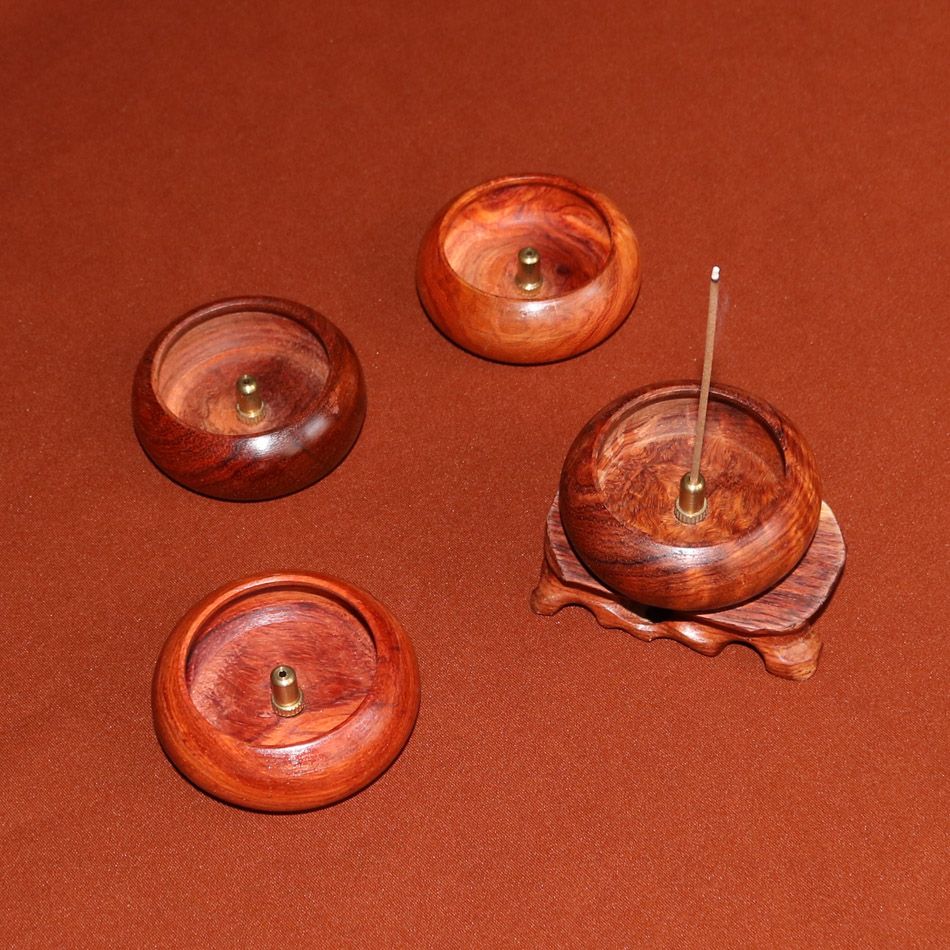 Wholesale Burma'S Pear Rosewood Incense Sticks Burner With Copper Stand