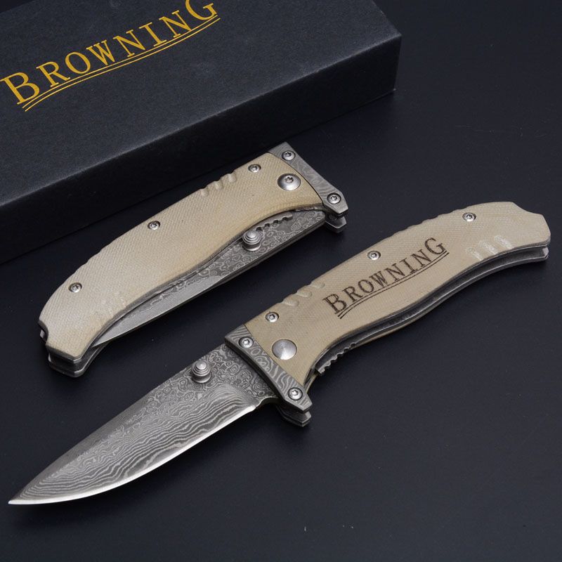 New Browning 7 Real Damascus Blade G7 Hanlde 7 Hrc Satin Plain ...