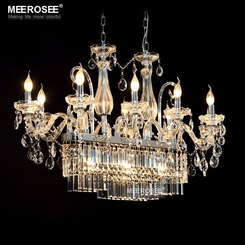 Gorgeous Rectangle Crystal Chandelier Light Fixture 13 Lights Glass Gorgeous Rectangle Crystal Chandelier Light Fixture 13 Lights Glass Lighting Re Hanging Dining Room Drop Lamp Candle Covers
