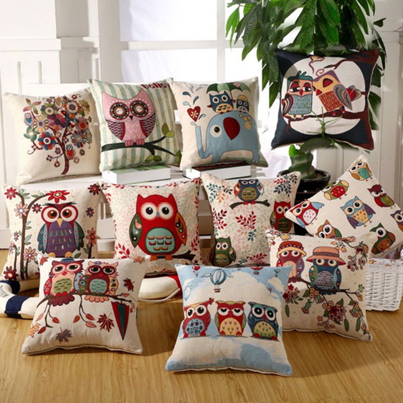 Owl Embroidery Square Pillow Case Covers Sofa Owls Cushion Colorful Delectable Decorated Pillow Cases Owl Embroidery Square Pillow Case Covers Sofa Owls Cushion Colorful Delectable Decorated Pillow Cases