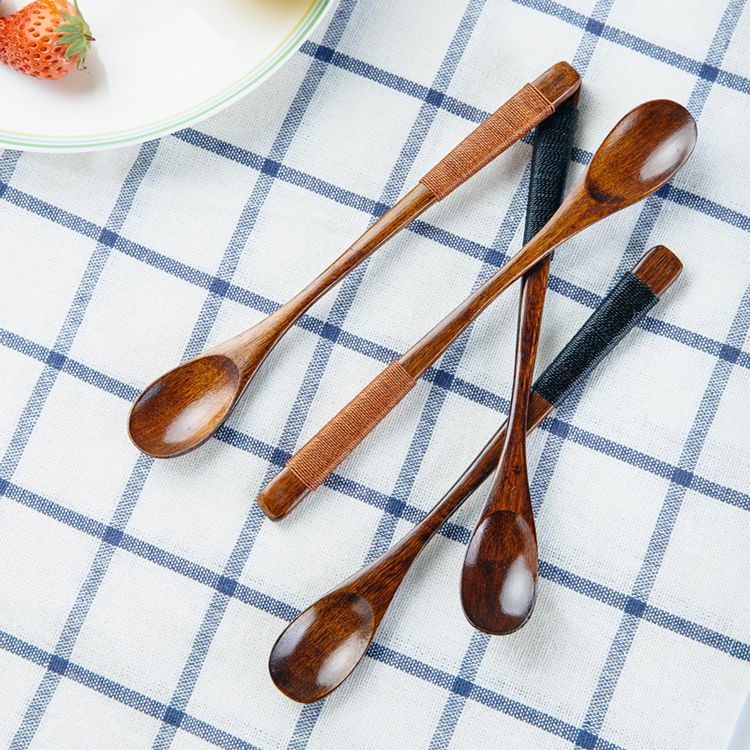 2021 Long Handle Coffee Spoon Small Wooden Coffee Stirrer Mixing Spoon