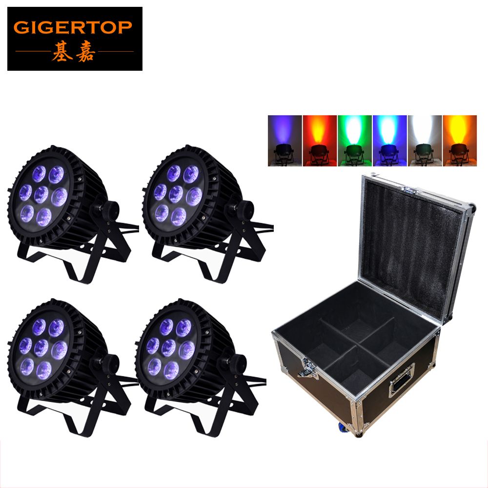 2019 4in1 flightcase 7x18w led waterproof par can rgbwa uv wireless par can lights