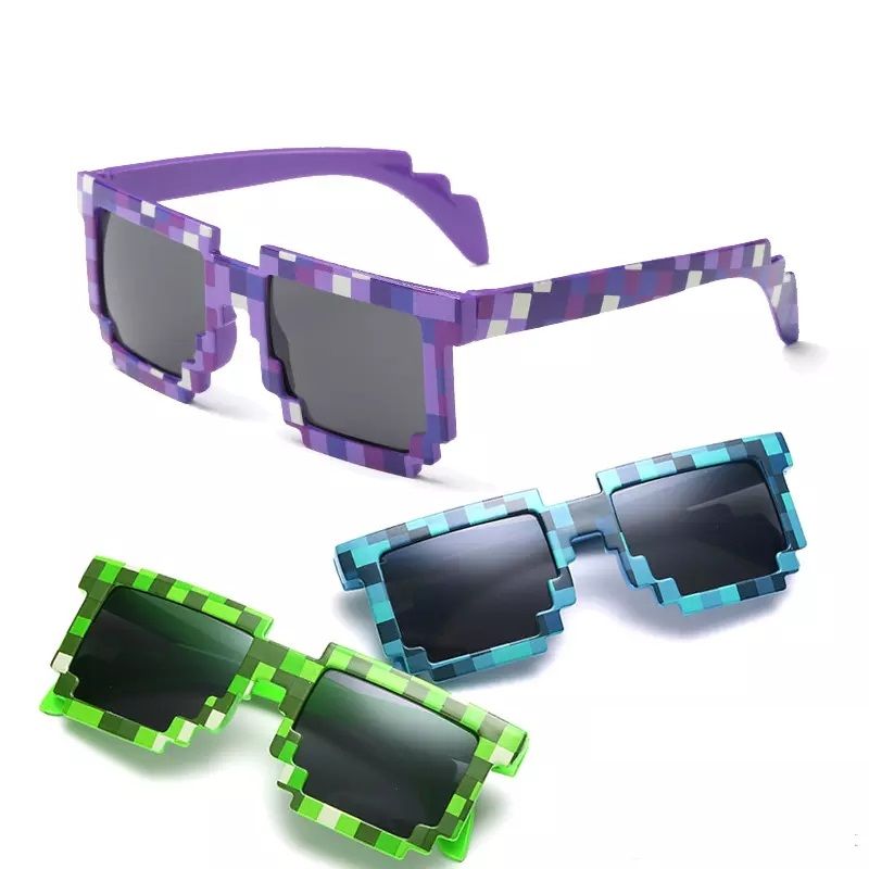 Deal With It Boys Girls Mine Craft Glasses 8 Bit Pixel Kids Sunglasses 