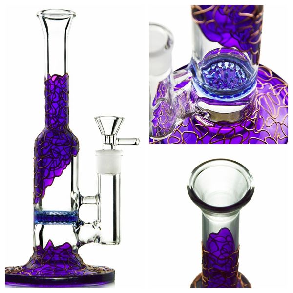 2018 Purple Bongs Colored Beautiful Glass Bong Perc Heady