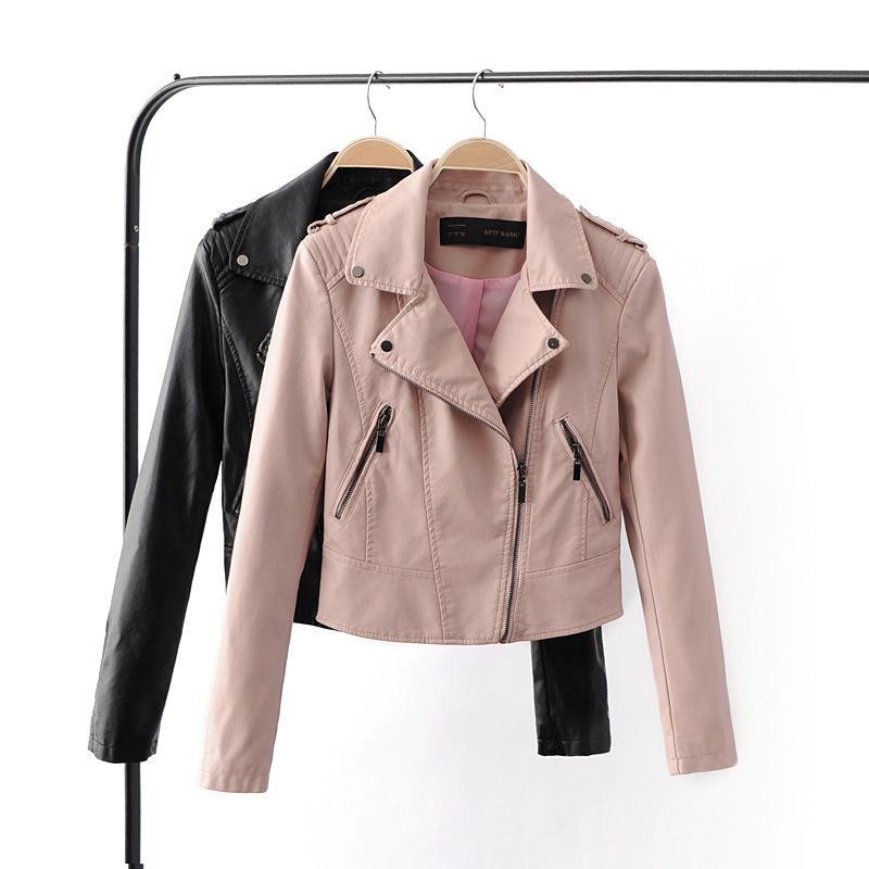 Women Black Faux Leather Jacket And Coats Motorcycle Women Black Faux Leather Jacket And Coats Motorcycle Jackets Jaqueta De Couro Feminine Las Biker Pink 2018 Leren Jas By Denya