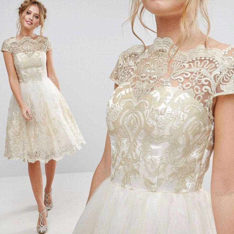 Europe 2017 Womens Evening Dress Lace Embroidery Retro Ponce Skirt