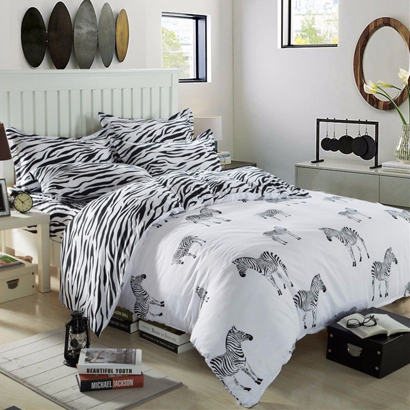 Cartoon Zebra Bedding Set Black White Duvet Cover Bed Single Cartoon Zebra Bedding Set Black White Duvet Cover Bed Single Double Queen King Size Kids Sheets Bedlinens Uk 2019 From Hybeddings