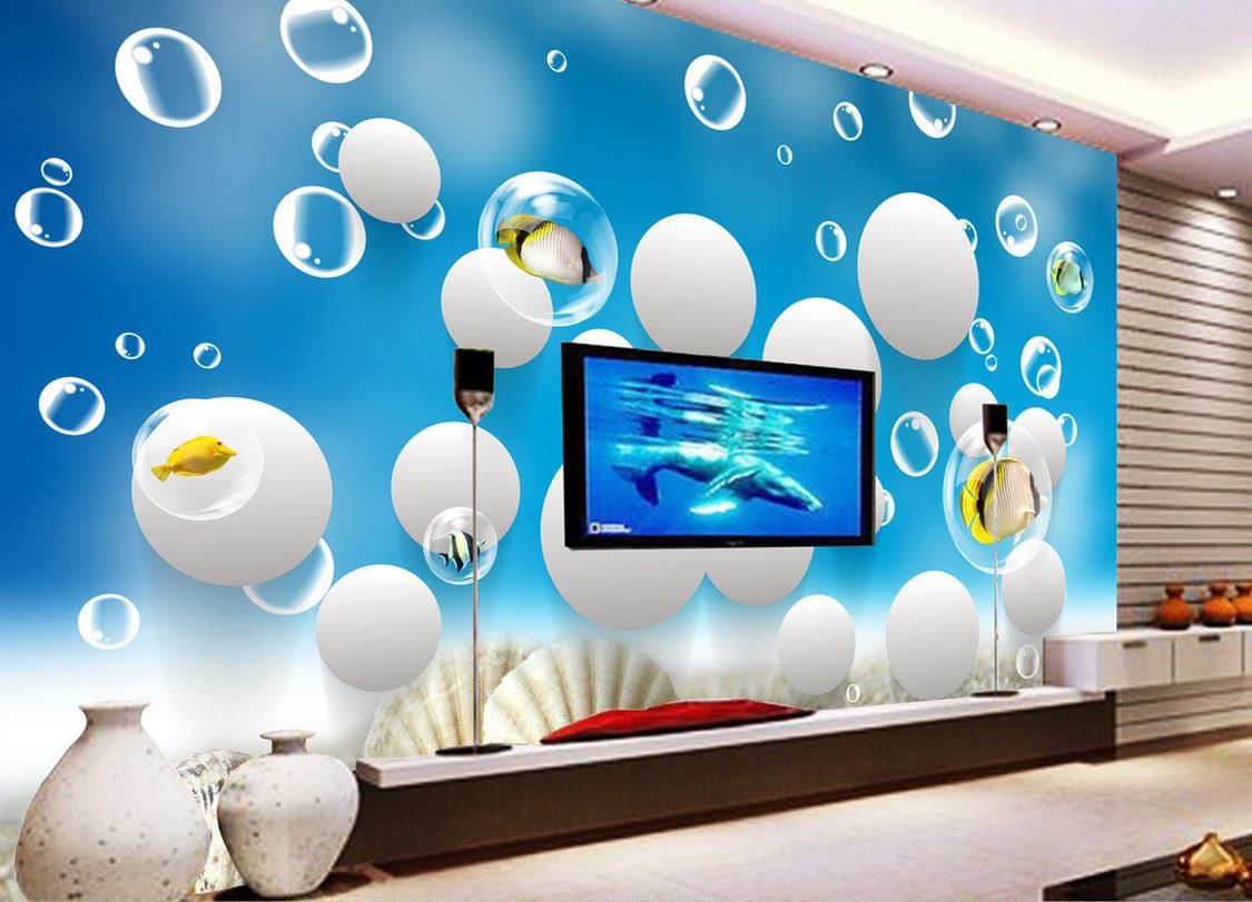 Papel de parede personalizado para paredes Home Decor Sala Arte Natural oceano World Fish 3D Stereo Wall