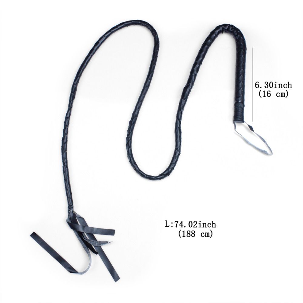 BLACK LEATHER LONG WHIP FANCY DRESS COSTUME ACCESSORY BLACK LEATHER LONG WHIP FANCY DRESS COSTUME ACCESSORY