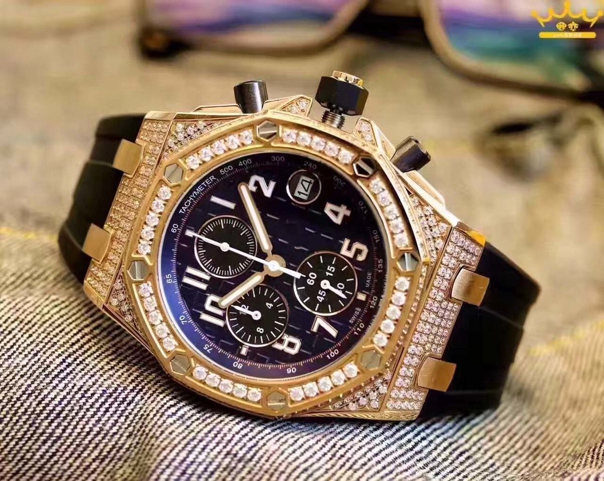 Iced Out Luxury Full DIAMONDs Rose Gold Watch Men Watches Stainless