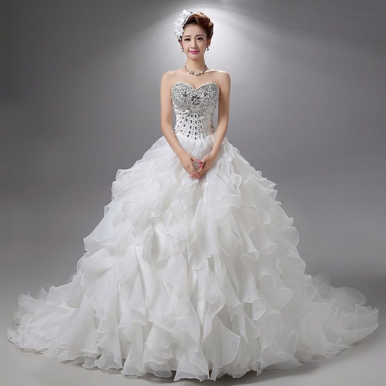 Robe De Mariage 2017 Princess Bling Bridal Gown Luxury Crystals White Wedding Dress Gown 2017 Bridal Wedding Gown Vestido De Noiva