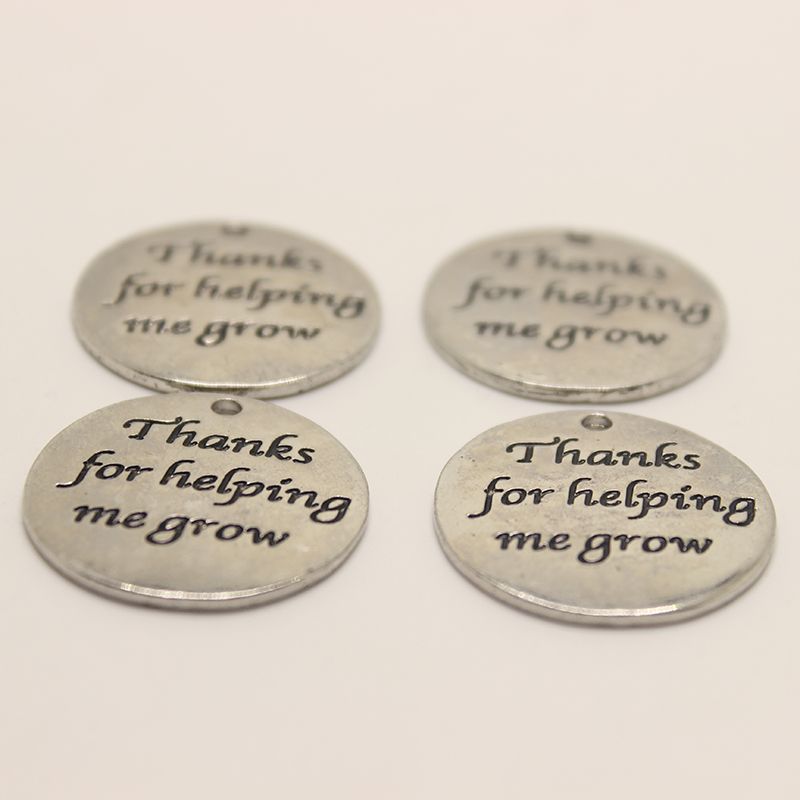 2018 fashion letter charm 25mm thanks for helping me grow charm