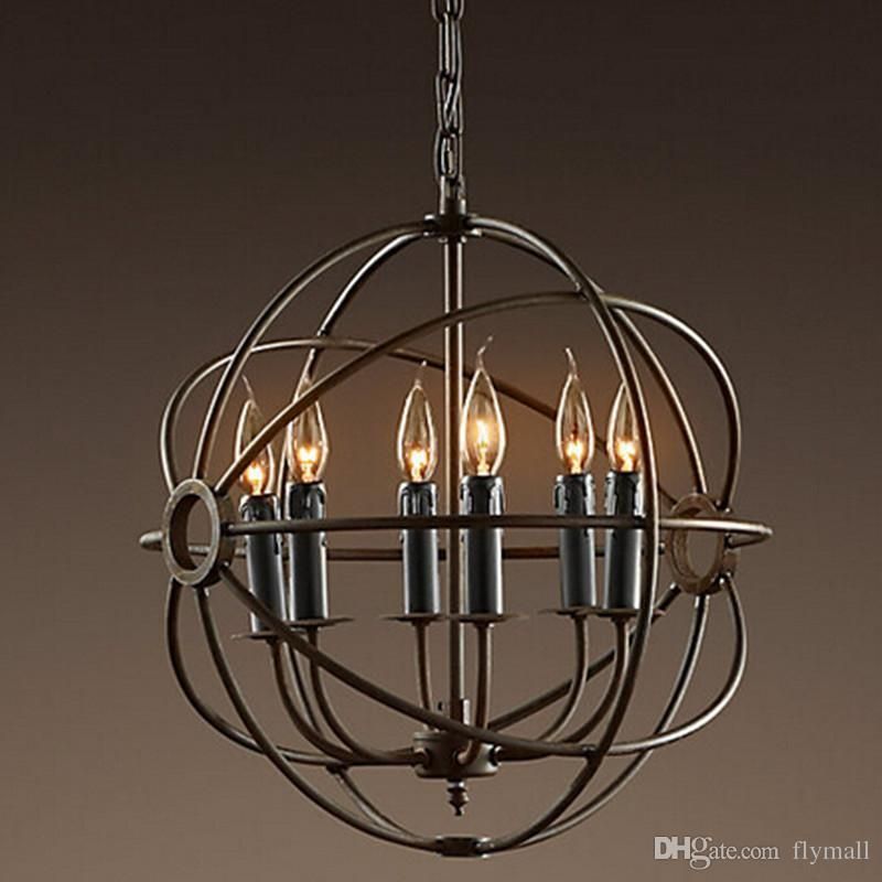 Rh Lighting Restoration Hardware Vintage Pendant Lamp Foucault Iron Rh Lighting Restoration Hardware Vintage Pendant Lamp Foucault Iron Orb Chandelier Rustic Loft Light Globe Style 42cm 52cm 62cm 80cm Multi