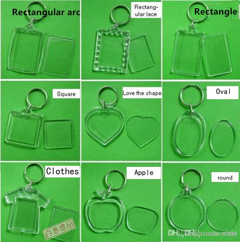 Blank Acrylic Rectangle Keychains Insert Photo Keyrings Key Ring Chain