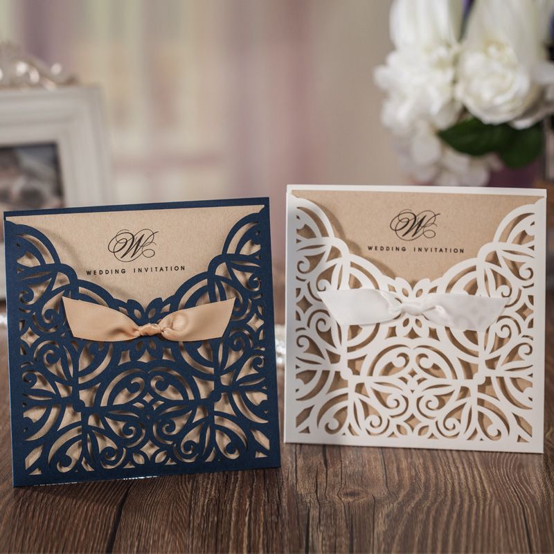 navy blue personalized printing wedding invitations with envelope