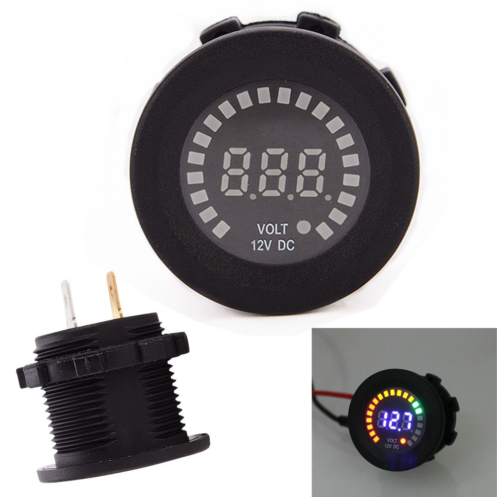 Tester del voltometro del voltometro di tensione dellesposizione del LED del motociclo dellautomobile di 12V Digital Blue