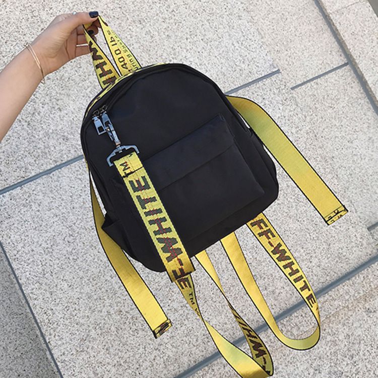 2017 Brand Off White Backpack Yellow Letter Fashion Bag Pink Hip Hop School Bag Men Women Nylon ...