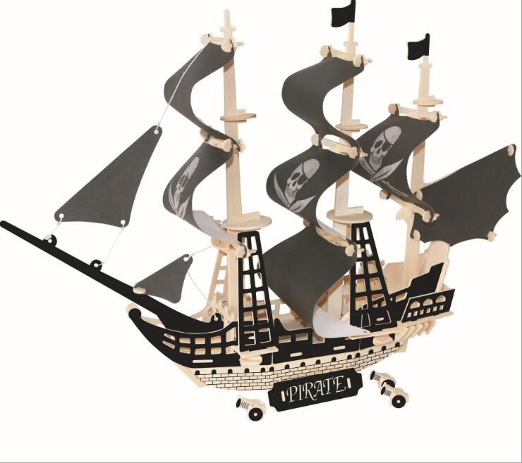 2019 Diy Kids 3d Wooden Puzzles Pirate Ships Sailboats Aircraft 2019 Diy Kids 3d Wooden Puzzles Pirate Ships Sailboats Aircraft Carriers Model Assembling Kits Iq Educational Toys Children Xmas Gift From