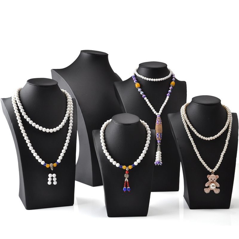 2020 Black PU Leather Jewelry Display Bust Model Pendants & Pearl