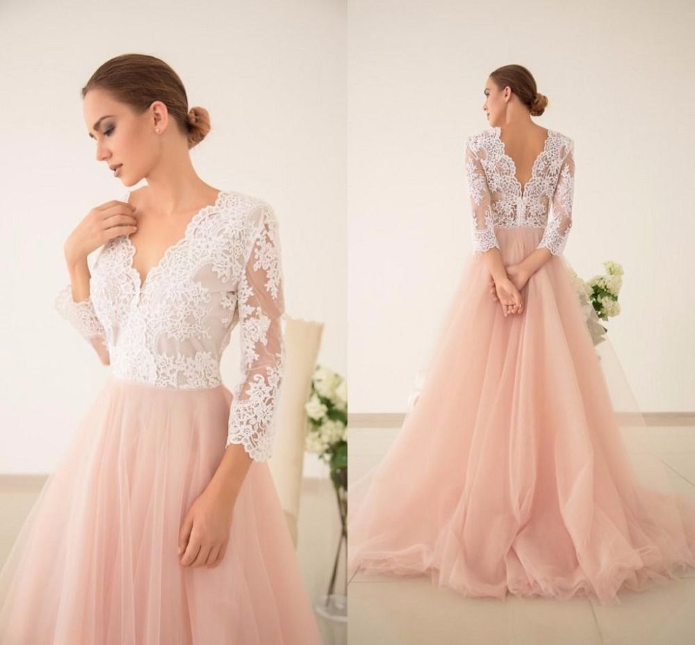 Pink Beach Wedding Dresses 9