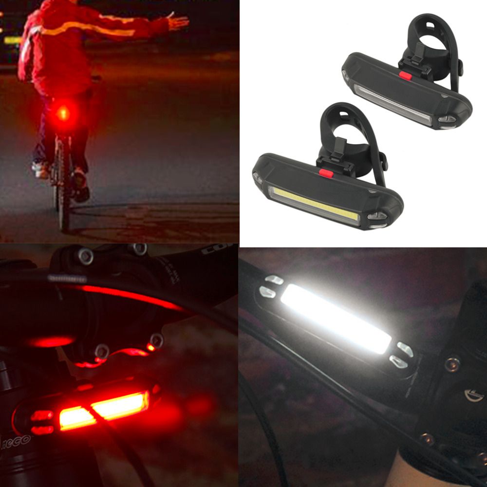 100 Lumen Bicycle Cycling Front Rear Tail Lamp COB LED Light USB Rechargeable