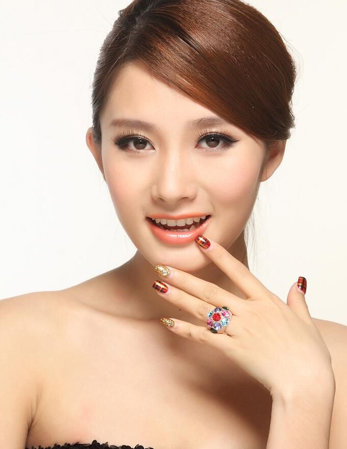 Anelli di nozze moda di lusso le donne di cristallo colorato da Swarovski Elements Oro rosa 18 carati partito piastra Anelli decorazione dei monili 4661