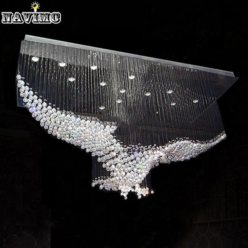 New Eagles Design Luxury Modern Crystal Chandelier Lighting Re New Eagles Design Luxury Modern Crystal Chandelier Lighting Re Hall Led Lights Cristal Lamp L100 W55 H80cm 110v 220v Pendant Parts Wood