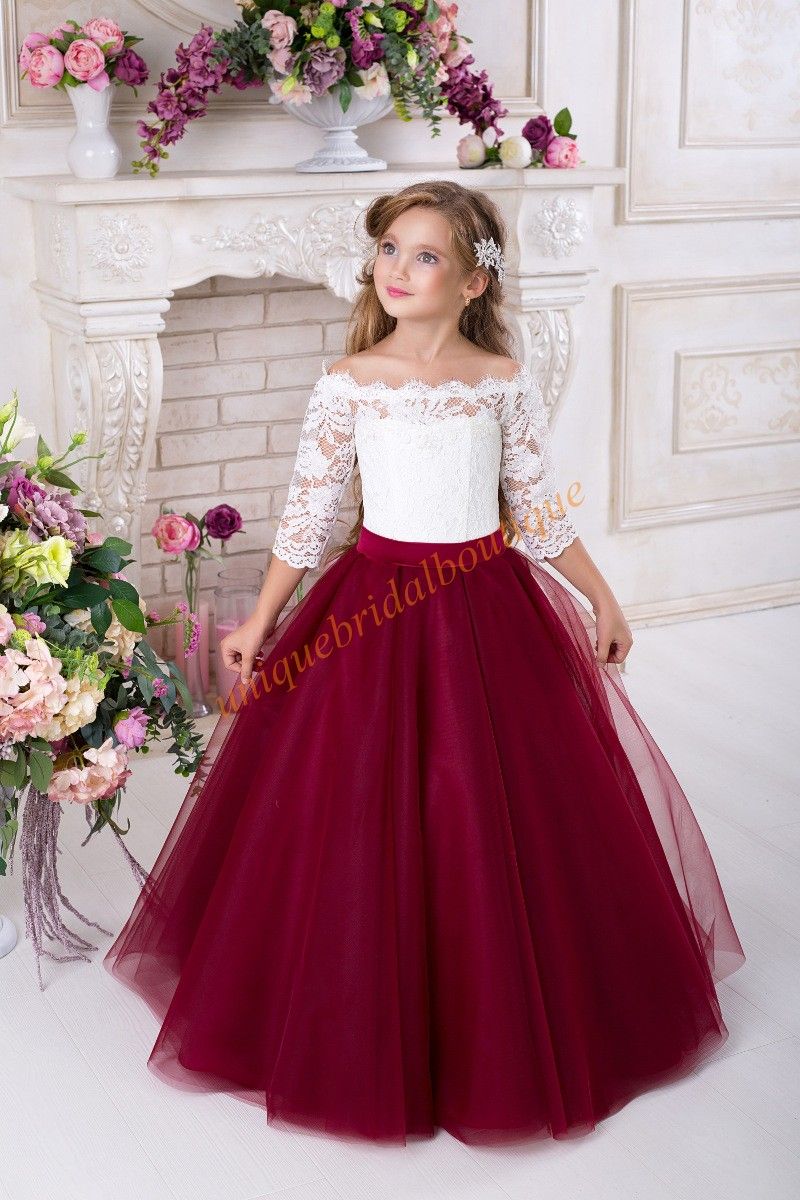 burgundy flower girls dresses for weddings