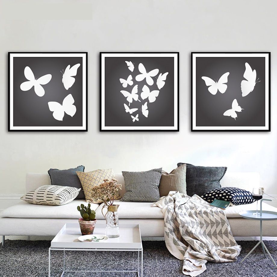 2017 Canvas Painting Black White Butterfly Decoration Wall Art Poster Pictures Living Room Home Decor From Yong518 1508